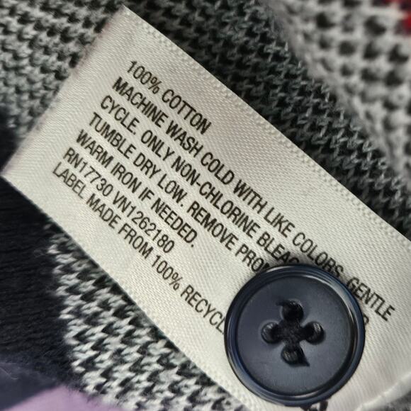 Navy Cotton Button Up Cardigan Sweater Size Small Petite - Picture 4 of 4